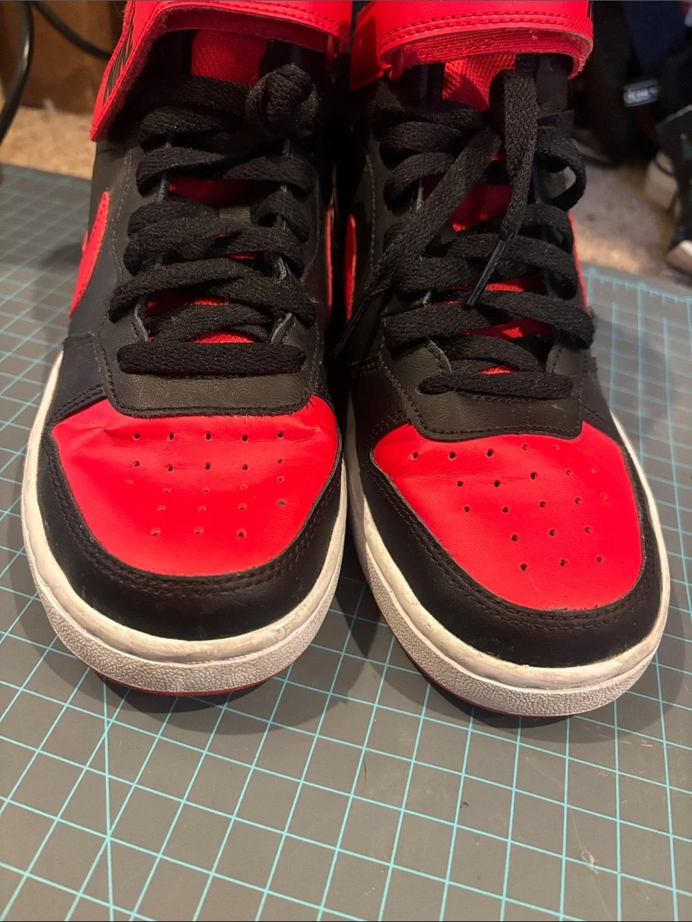 Nike Kids High-Top Sneakers in Black and Red